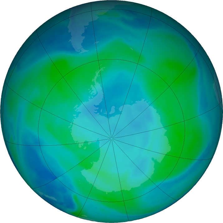 Antarctic ozone map for 04 February 2023